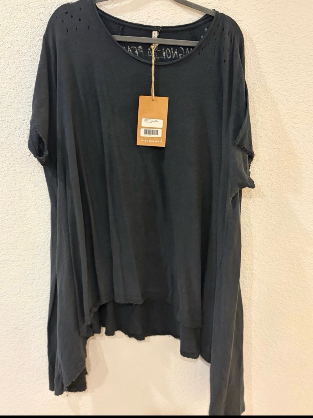 Magnolia Pearl Black Draped Oversized Short Sleeve Tunic